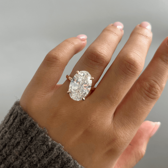 10 Carat Lab Grown Oval Hidden Halo Engagement Ring In Yellow Gold - Kate