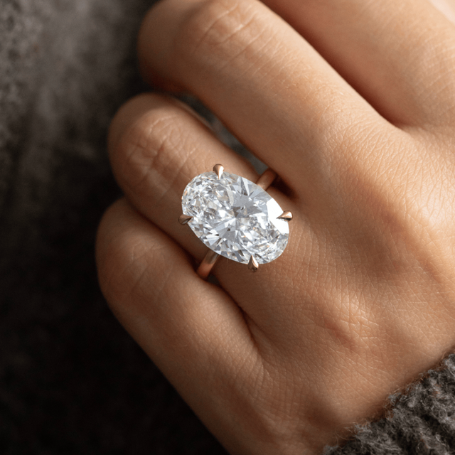 10 Carat Lab Grown Oval Hidden Halo Engagement Ring In Yellow Gold - Kate