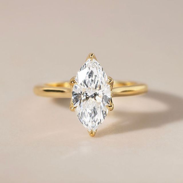 2.03 Carat Marquise Diamond Solitaire Engagement Ring In Yellow Gold - Elswin