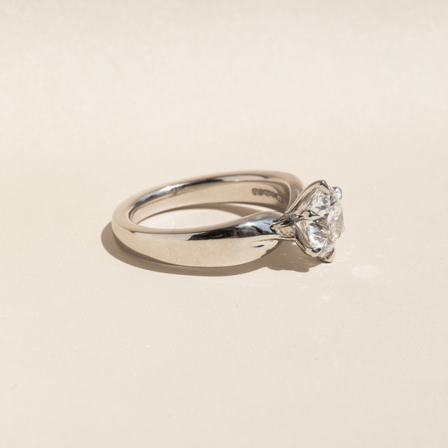 1.50 Carat Round Diamond Solitaire Platinum Engagement Ring - Bespoke Vri