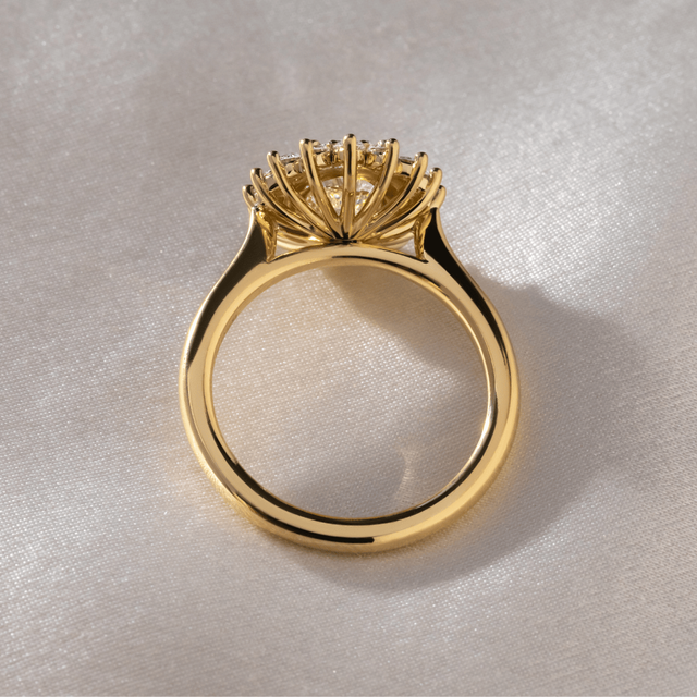 2.00 Carat Oval Diamond Cluster Yellow Gold Engagement Ring - Windermere