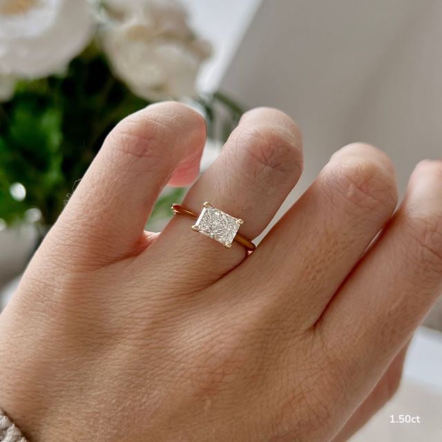 Faith Yellow Gold East-West Solitaire Engagement Ring