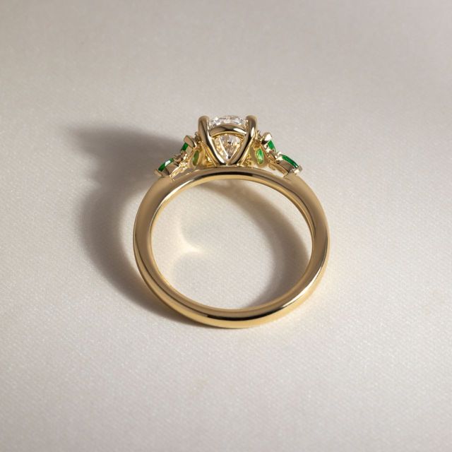 1.50 Carat Lab Grown Oval Diamond Cluster Engagement Ring In Yellow Gold - Lucia