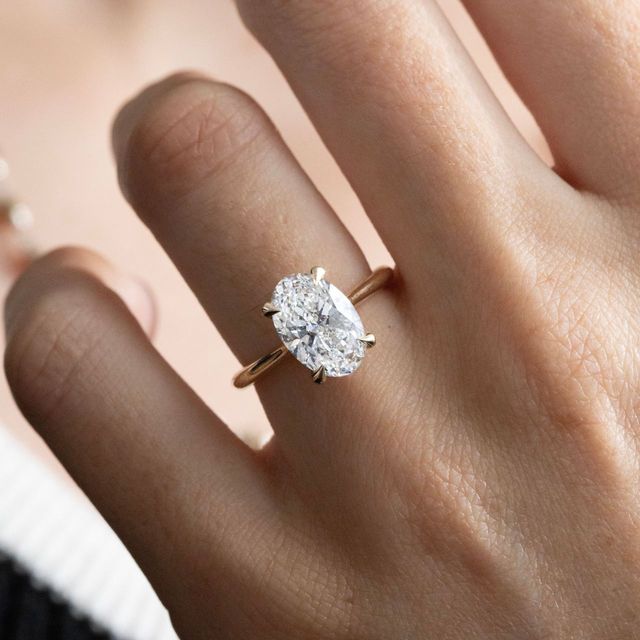 2.50 Carat Lab Grown Oval Diamond Hidden Halo Engagement Ring In Yellow Gold - Juliette