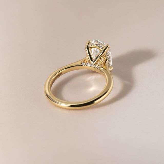 2.50 Carat Lab Grown Oval Diamond Hidden Halo Engagement Ring In Yellow Gold - Juliette