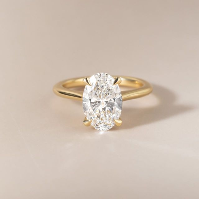 2.50 Carat Lab Grown Oval Diamond Hidden Halo Engagement Ring In Yellow Gold - Juliette