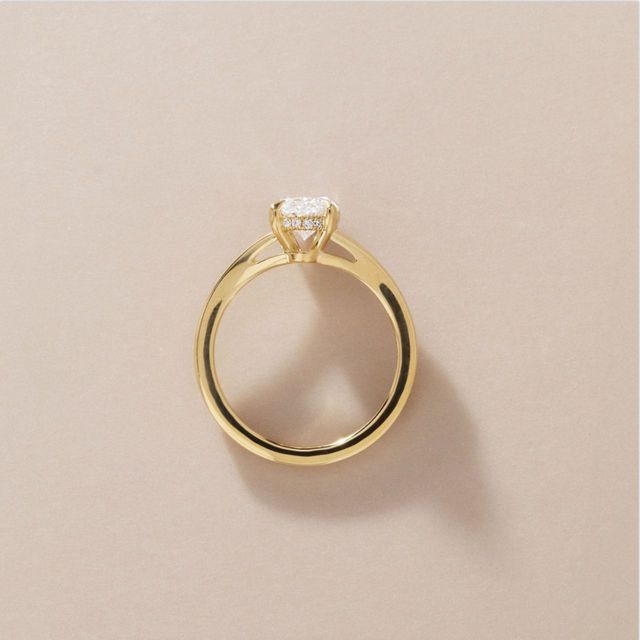 2.00 Carat Lab Grown Oval Diamond Split-Shoulder Bespoke Engagement Ring in Yellow Gold