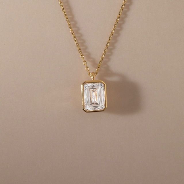 2.01ct Modified Radiant Cut Bezel Pendant in 18k Yellow Gold