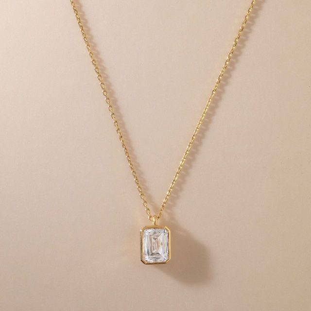 2.01ct Modified Radiant Cut Bezel Pendant in 18k Yellow Gold