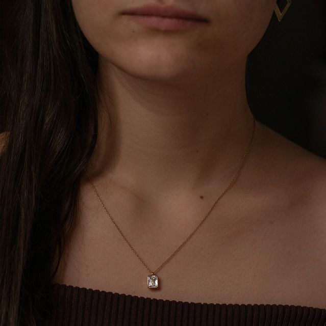 2.01ct Modified Radiant Cut Bezel Pendant in 18k Yellow Gold