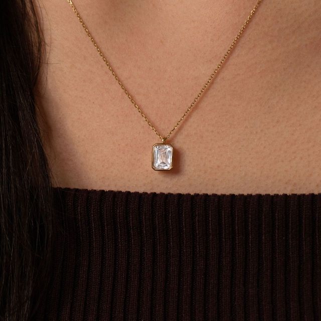 2.01ct Modified Radiant Cut Bezel Pendant in 18k Yellow Gold