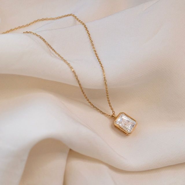 2.01ct Modified Radiant Cut Bezel Pendant in 18k Yellow Gold