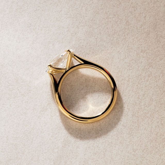 2.01 Carat Lab Grown Oval Diamond East-West Solitaire Engagement Ring in Yellow Gold - Faith