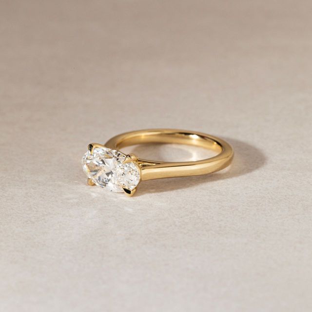 2.01 Carat Lab Grown Oval Diamond East-West Solitaire Engagement Ring in Yellow Gold - Faith