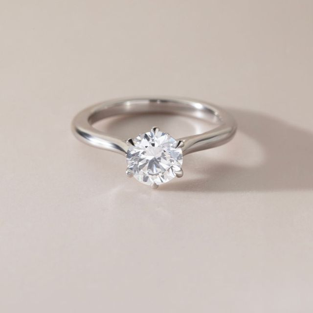 1.30 Carat Round Diamond Six Claw Engagement Ring In Platinum - Jessie