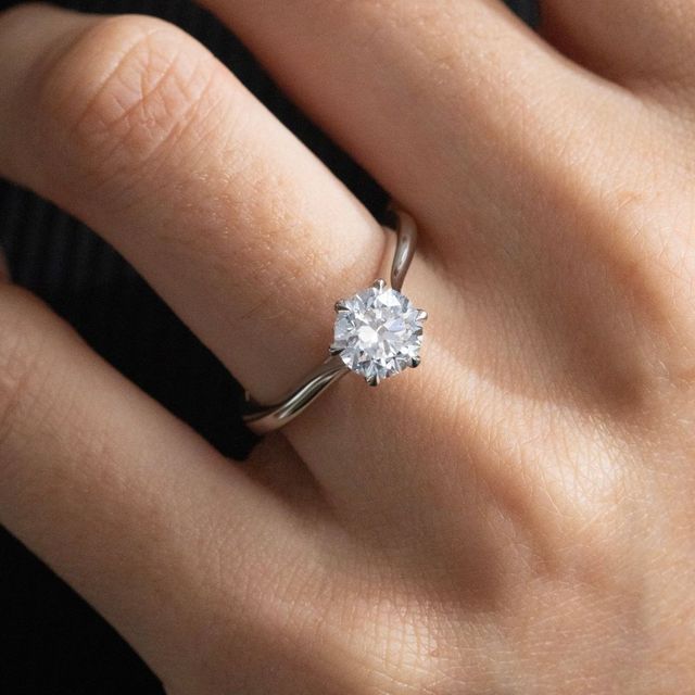1.30 Carat Round Diamond Six Claw Engagement Ring In Platinum - Jessie