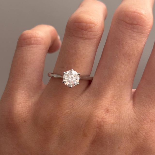 1.30 Carat Round Diamond Six Claw Engagement Ring In Platinum - Jessie