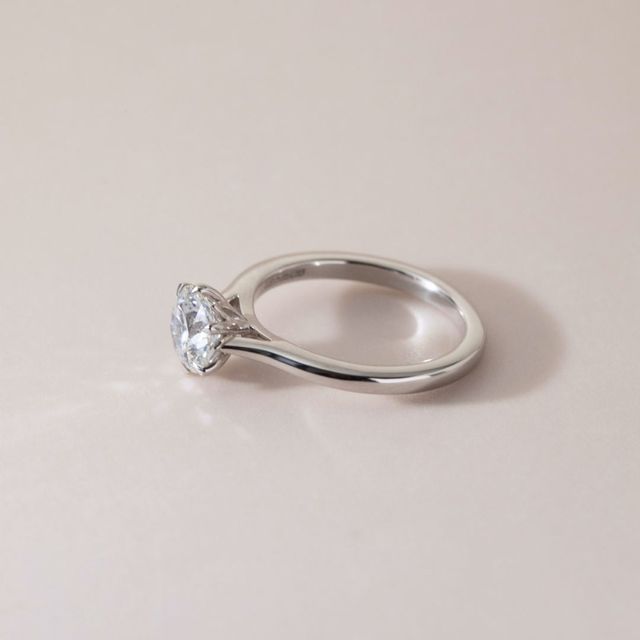 1.30 Carat Round Diamond Six Claw Engagement Ring In Platinum - Jessie