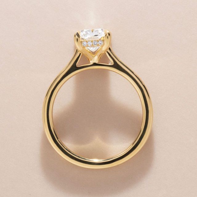 2.10 Carat Elongated Cushion Diamond Hidden Halo Engagement Ring In Yellow Gold - Geraldine