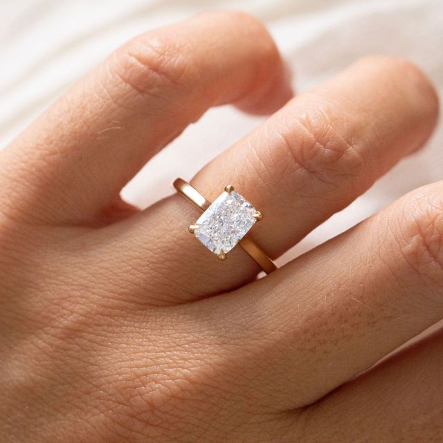 2.10 Carat Elongated Cushion Diamond Hidden Halo Engagement Ring In Yellow Gold - Geraldine