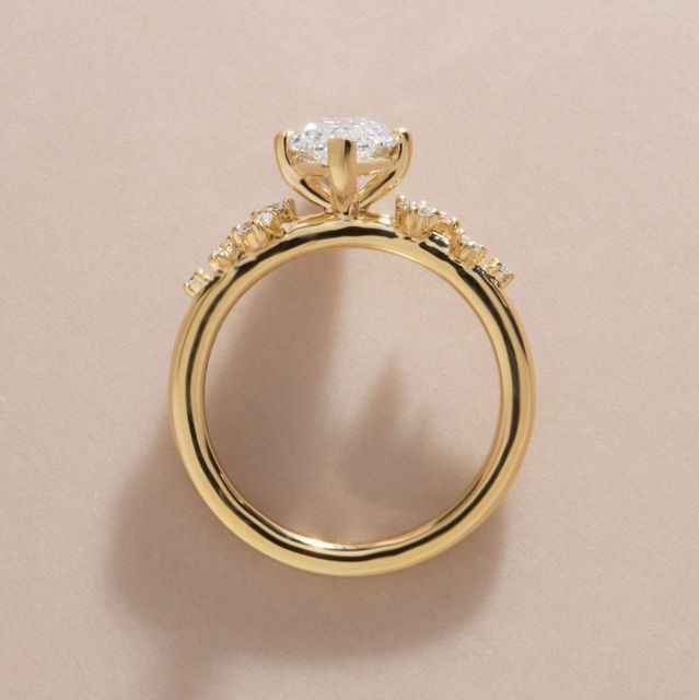 1.56 Carat Lab Grown Marquise Diamond Cluster Engagement Ring in Yellow Gold - Morning Star