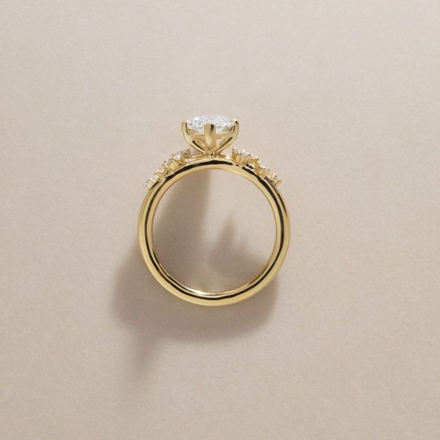 1.56 Carat Lab Grown Marquise Diamond Cluster Engagement Ring in Yellow Gold - Morning Star
