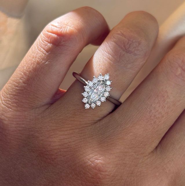 0.70 Carat Natural Marquise Diamond Cluster Engagement Ring in Platinum - Windermere