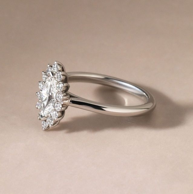 0.70 Carat Natural Marquise Diamond Cluster Engagement Ring in Platinum - Windermere