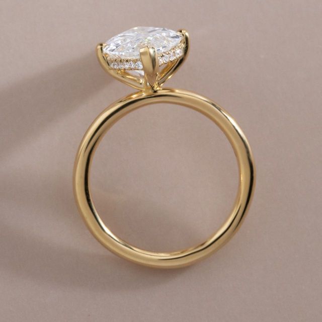 5.02 Carat Lab Grown Marquise Diamond Hidden Halo Engagement Ring in Yellow Gold - Kate