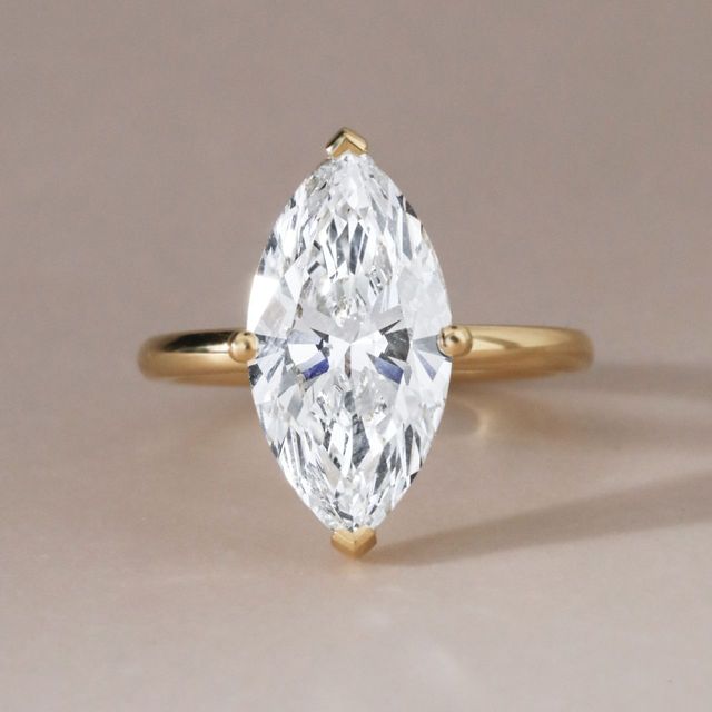 5.02 Carat Lab Grown Marquise Diamond Hidden Halo Engagement Ring in Yellow Gold - Kate