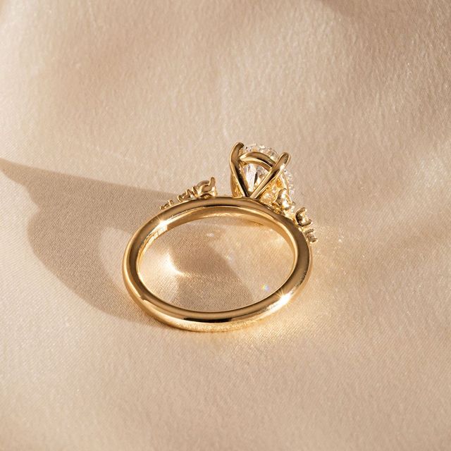 2.00 Carat Oval Diamond Cluster Yellow Gold Engagement Ring - Morning Star