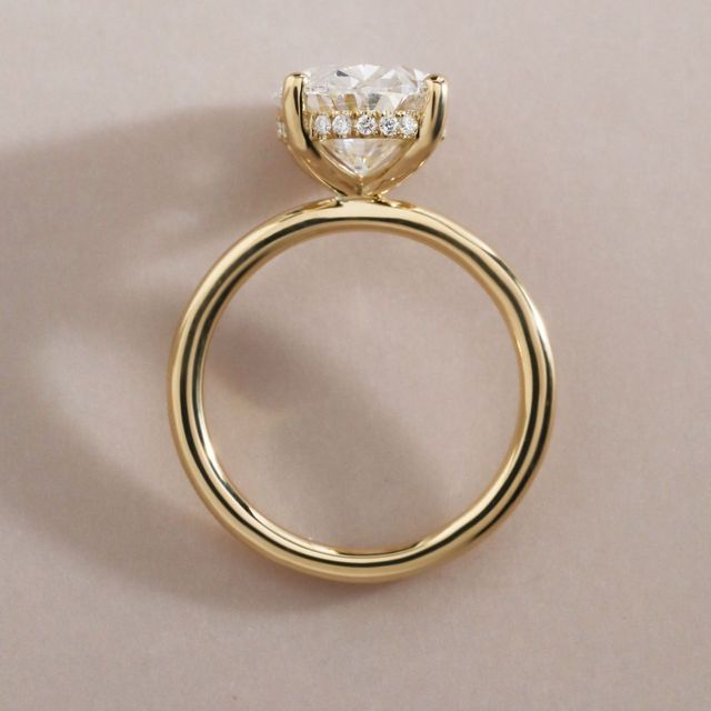 5.07 Carat Lab Grown Oval Diamond Hidden Halo Engagement Ring in Yellow Gold - Kate