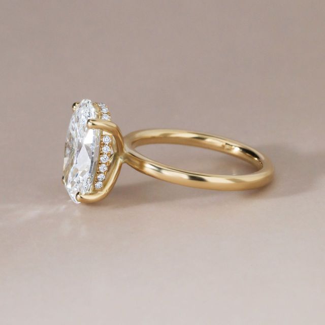 5.07 Carat Lab Grown Oval Diamond Hidden Halo Engagement Ring in Yellow Gold - Kate