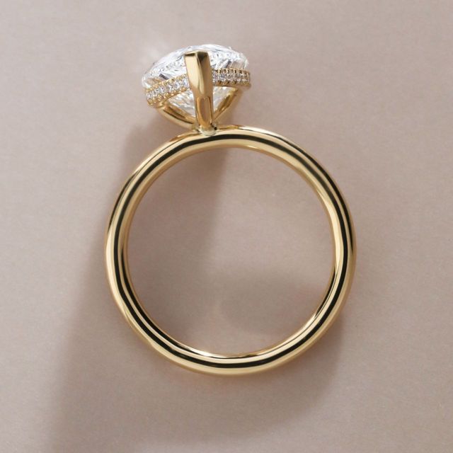 5.01 Carat Lab Grown Pear Diamond Hidden Halo Engagement Ring in Yellow Gold - Kate