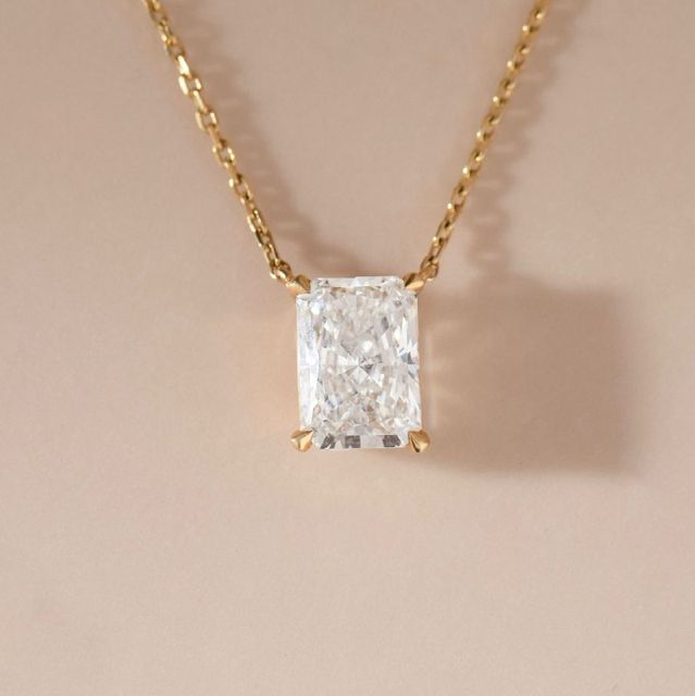 2.79ct Radiant Cut Solitaire Pendant in 18k Yellow Gold - Ariana
