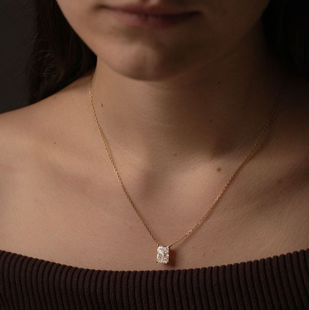 2.79ct Radiant Cut Solitaire Pendant in 18k Yellow Gold - Ariana