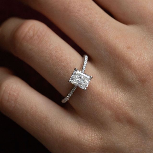 1.50 Carat Natural Radiant Diamond Hidden Halo Engagement Ring in Platinum - Aisha