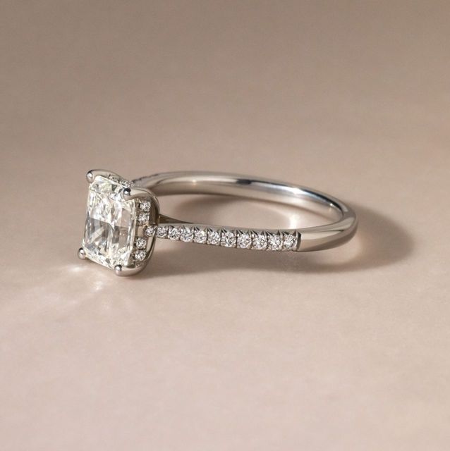 1.50 Carat Natural Radiant Diamond Hidden Halo Engagement Ring in Platinum - Aisha