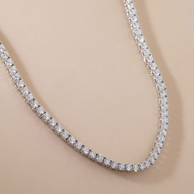 8.50 Carat Lab Grown Diamond Tennis Necklaces in 9K White Gold