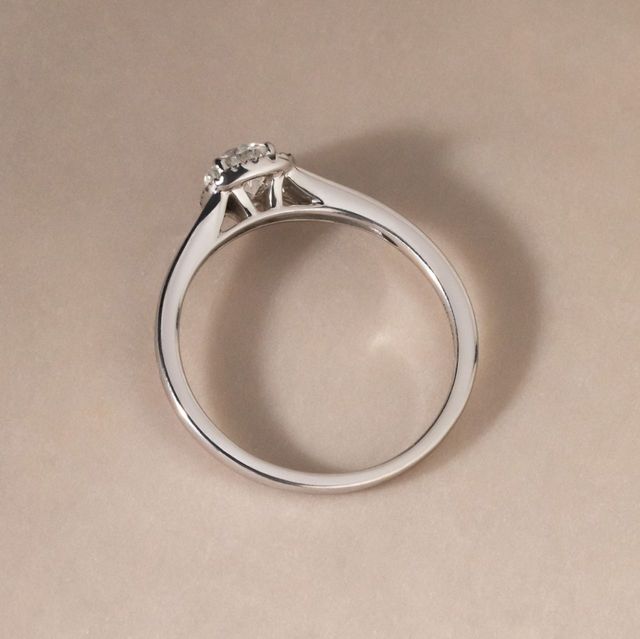 0.40 Carat Round Diamond Halo Split-Shoulder Engagement Ring in White Gold