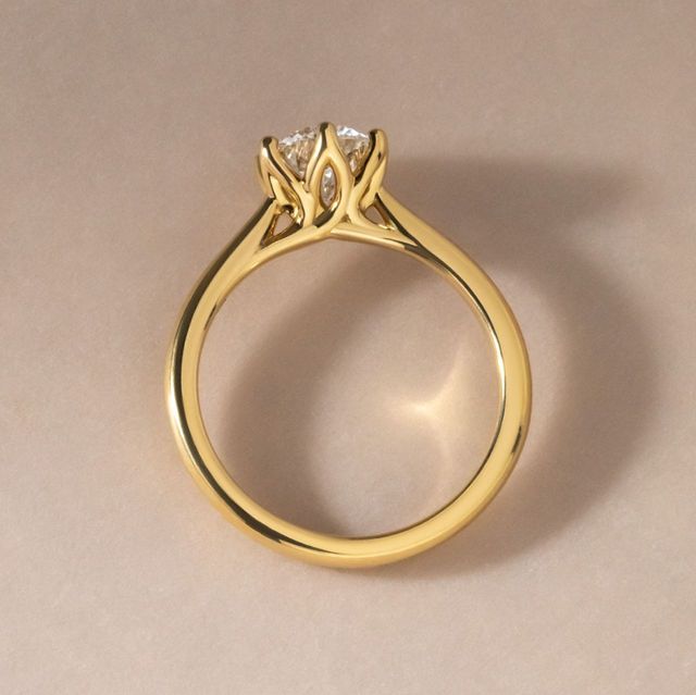 1.00 Carat Natural Round Diamond Solitaire Engagement Ring in Yellow Gold - Elswin