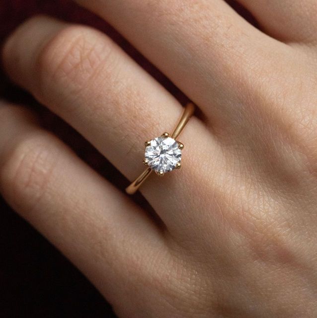 1.00 Carat Natural Round Diamond Solitaire Engagement Ring in Yellow Gold - Elswin