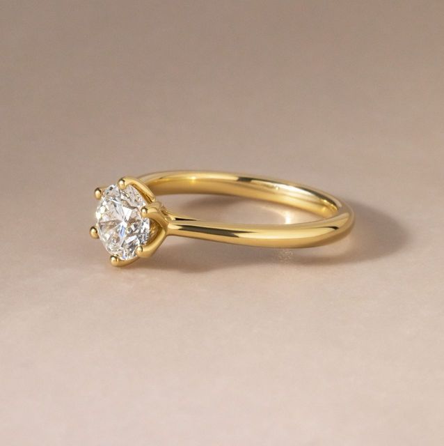 1.00 Carat Natural Round Diamond Solitaire Engagement Ring in Yellow Gold - Elswin