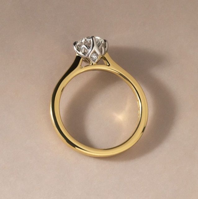 0.80 Carat Natural Round Diamond Solitaire Engagement Ring in Two Tone - Liana