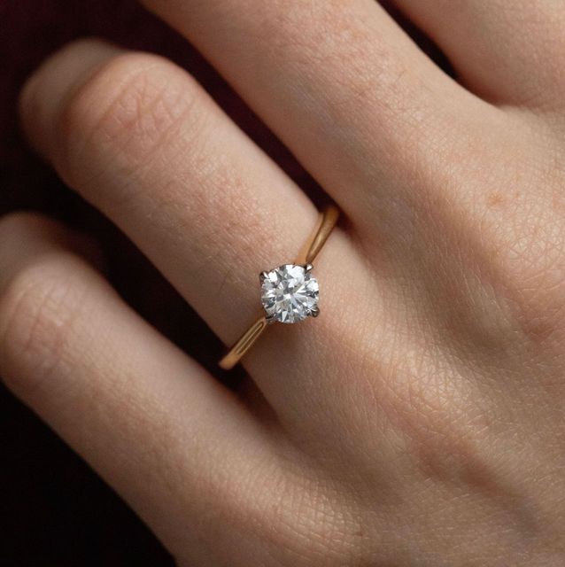 0.80 Carat Natural Round Diamond Solitaire Engagement Ring in Two Tone - Liana