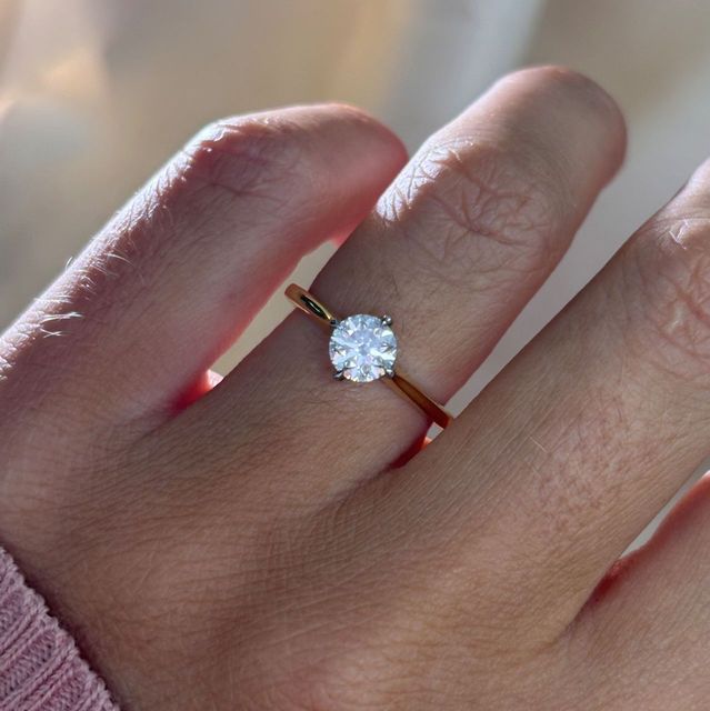 0.80 Carat Natural Round Diamond Solitaire Engagement Ring in Two Tone - Liana