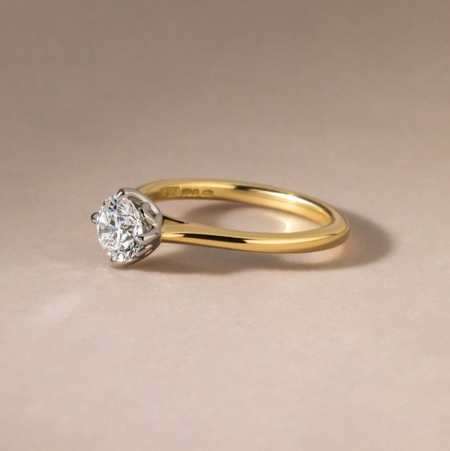 0.80 Carat Natural Round Diamond Solitaire Engagement Ring in Two Tone - Liana