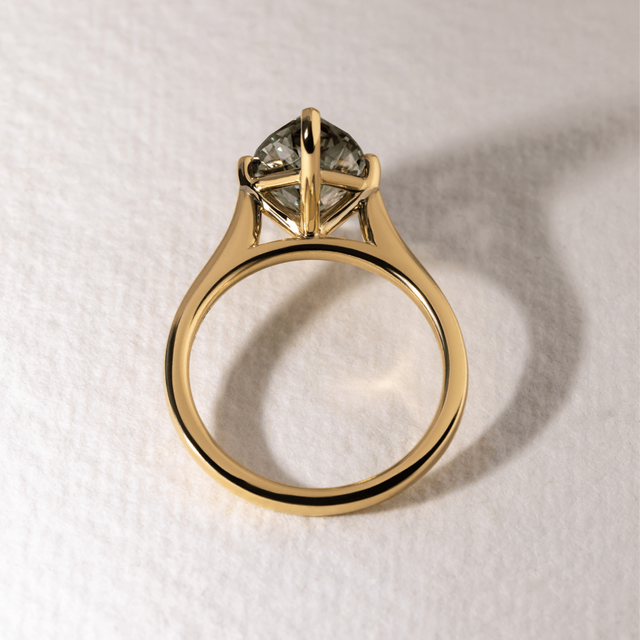 2.90 Carat Forest Green Marquise Diamond Solitaire Engagement Ring in Yellow Gold - Odette