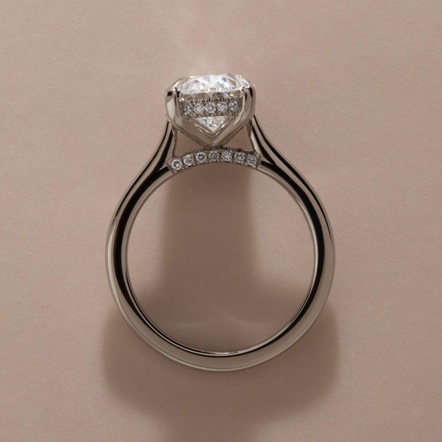 3.03 Carat Lab Grown Oval Diamond Hidden Halo Engagement Ring in Platinum - Juliette
