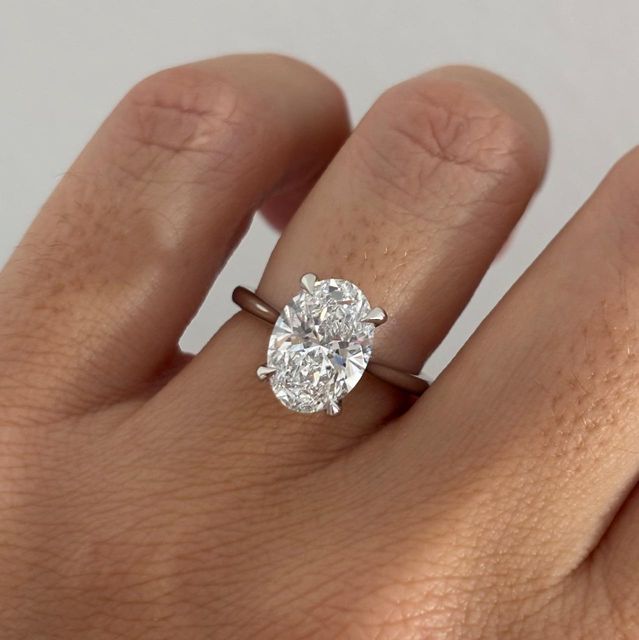 3.03 Carat Lab Grown Oval Diamond Hidden Halo Engagement Ring in Platinum - Juliette